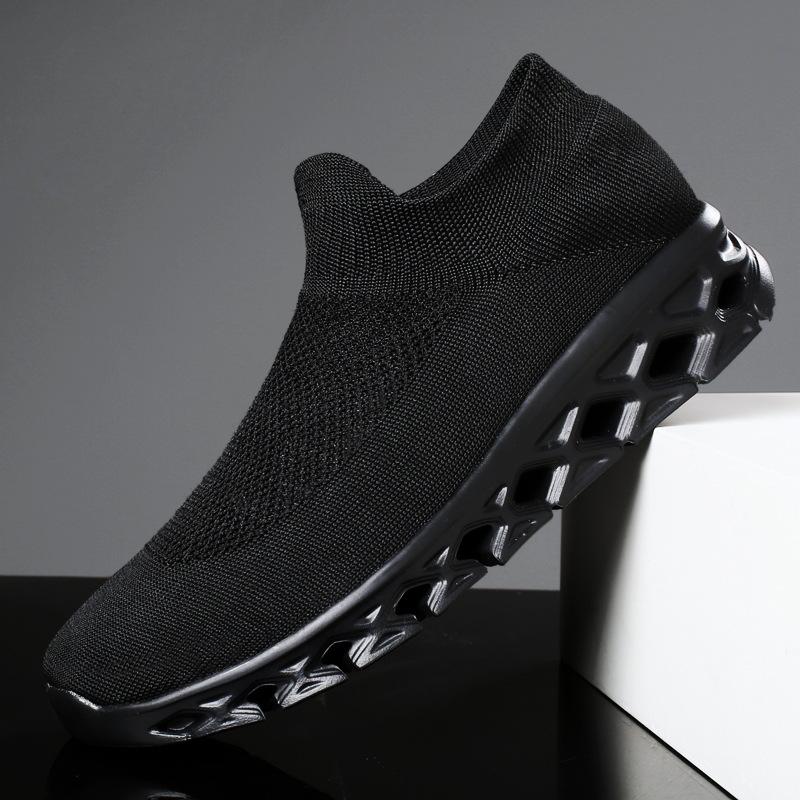 Elderly shoes breathable socks shoes flying woven casual sports shoes couple male student hiking women's shoes