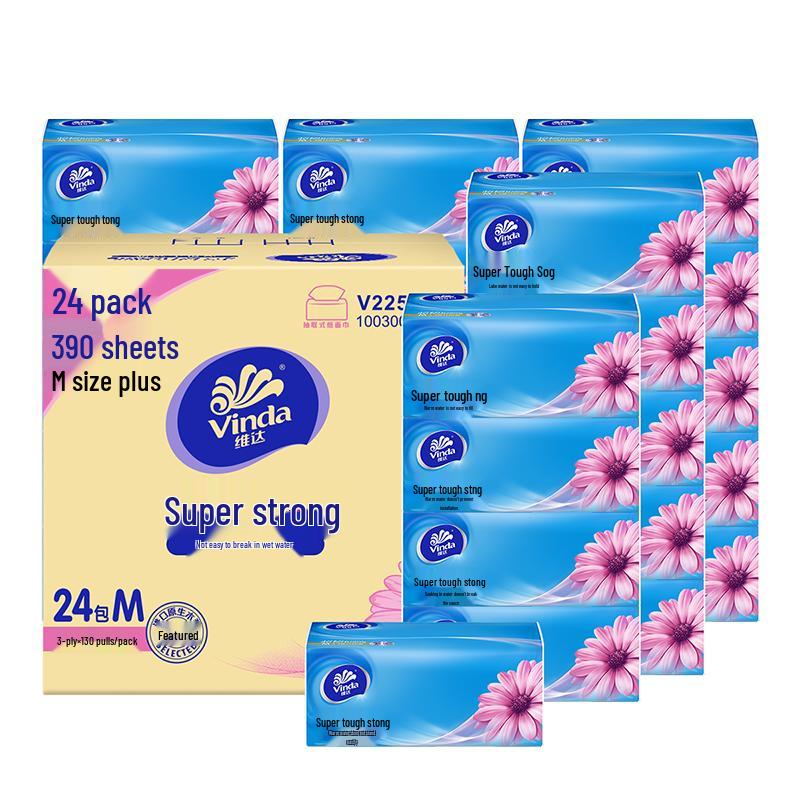 Vinda Сверхпрочные 3-слойные бумажные салфетки для лица