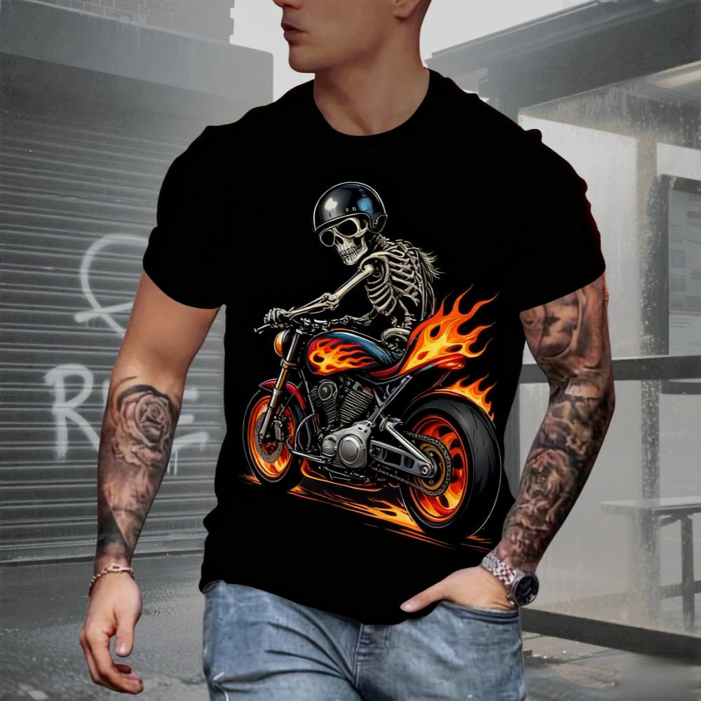 Summer AI Fashion Men's Skull Printed T-Shirts Breathable Short Sleeve Tee O-Neck Men's Clothing Vintage Comfort Y2k Women's Clothes