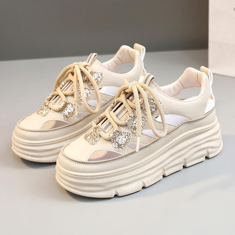 2024 Summer New Women Sandals Outdoor Hollow Out Increase Casual Shoes Ladies Small White Shoes Fashion Sexy Dress Sandals Mujer