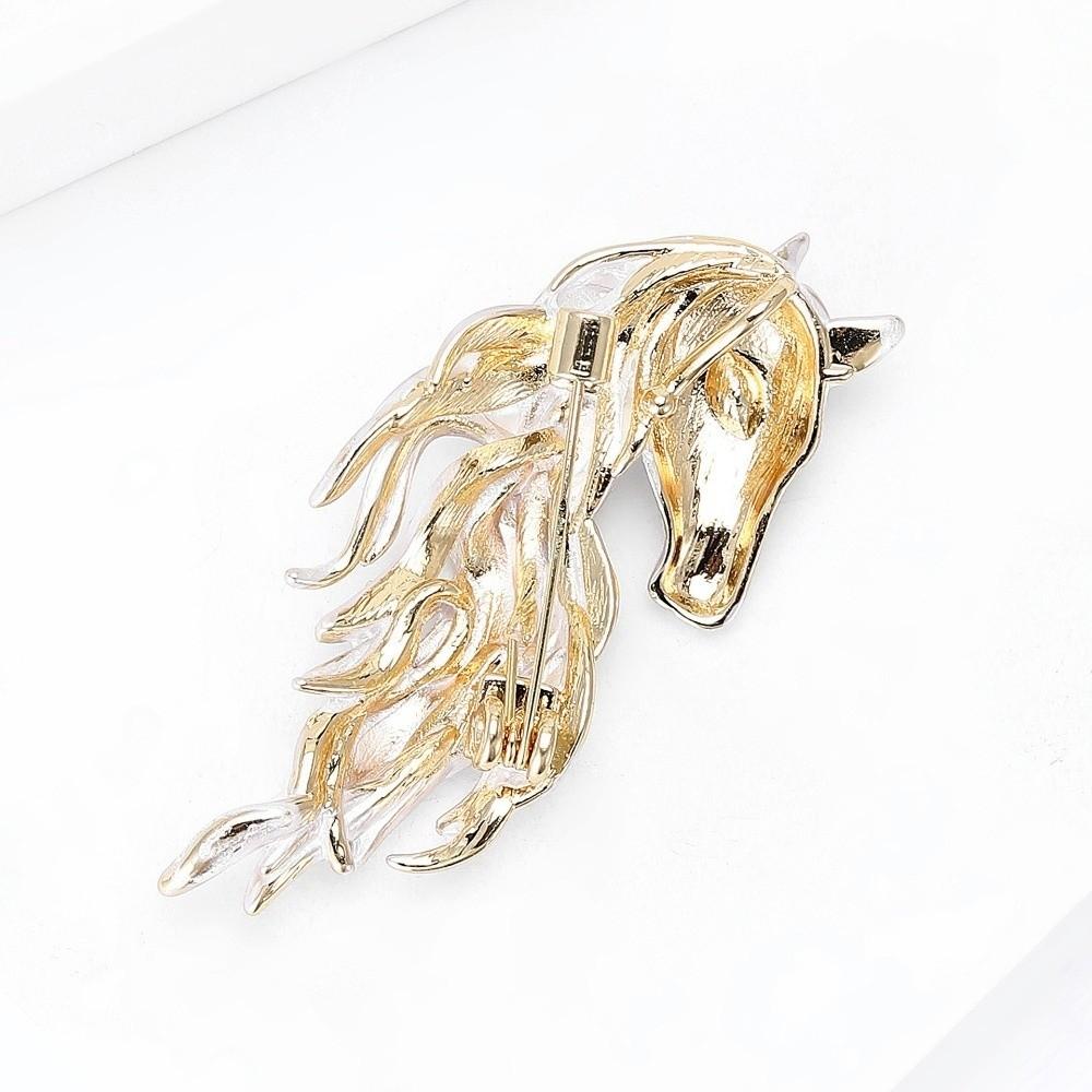 Luxury Horse Head Brooch Rhinestone Dripping Oil Enamel Jewelry Accessories Party