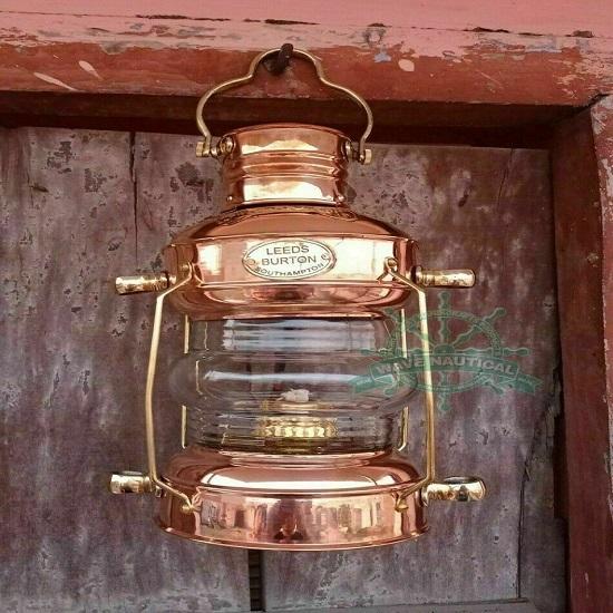 Brass  Copper Anchor Oil Lamp Nautical Maritime Ship Lantern Boat Lamp Light