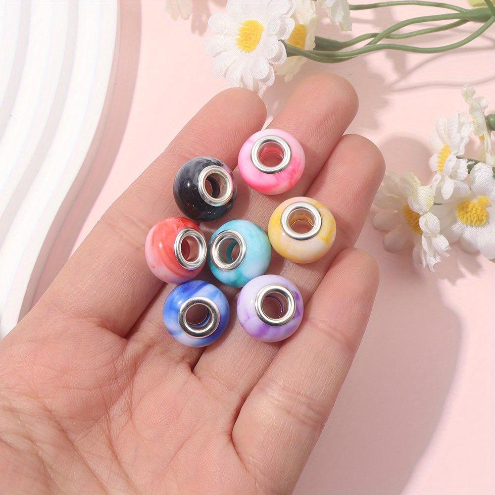 7/14/21 шт. европейских бусин-разделителей с крупными порами из смолы, случайный подбор цветов, серия очаровательных светлых бусин, принадлежности для изготовления ювелирных изделий из ожерелий и браслетов