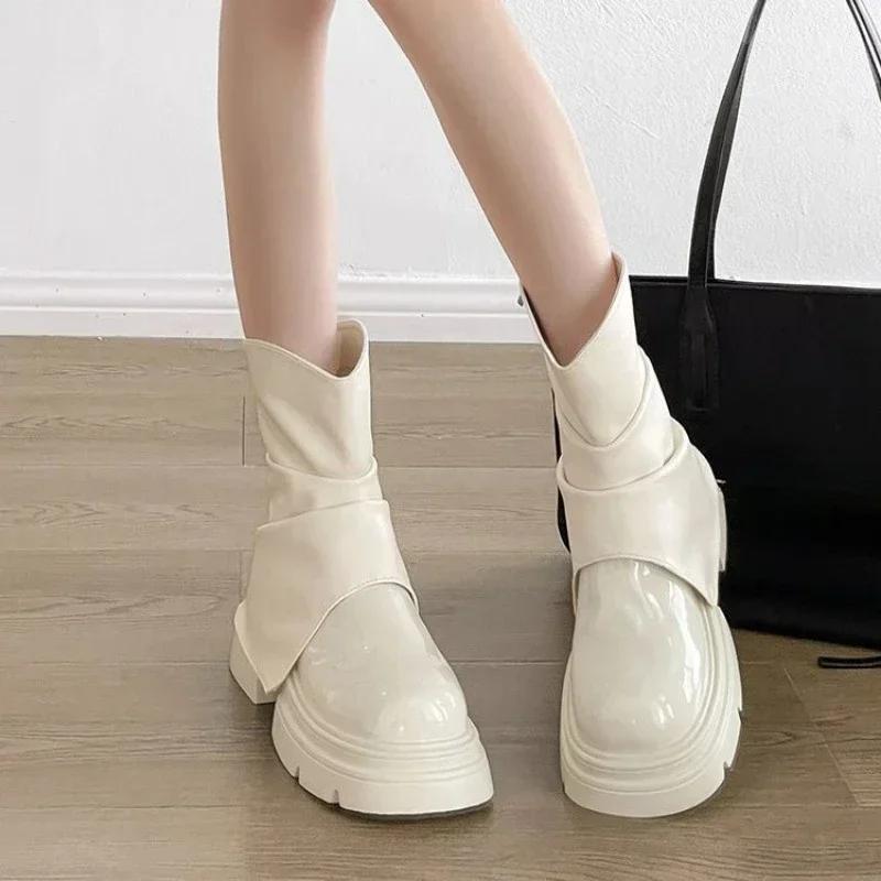 Женские ботильоны черного цвета, тренд 2024 года, распродажа женских коротких туфель, шикарные и элегантные весенние новые ботильоны, рок-зима в обуви