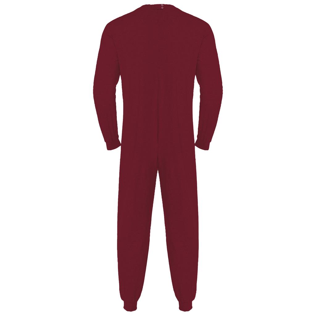 Unisex Anti Strip Adaptive Jumpsuit Crew Neck Long Sleeve Back Zipper Long Pants One Piece Romper