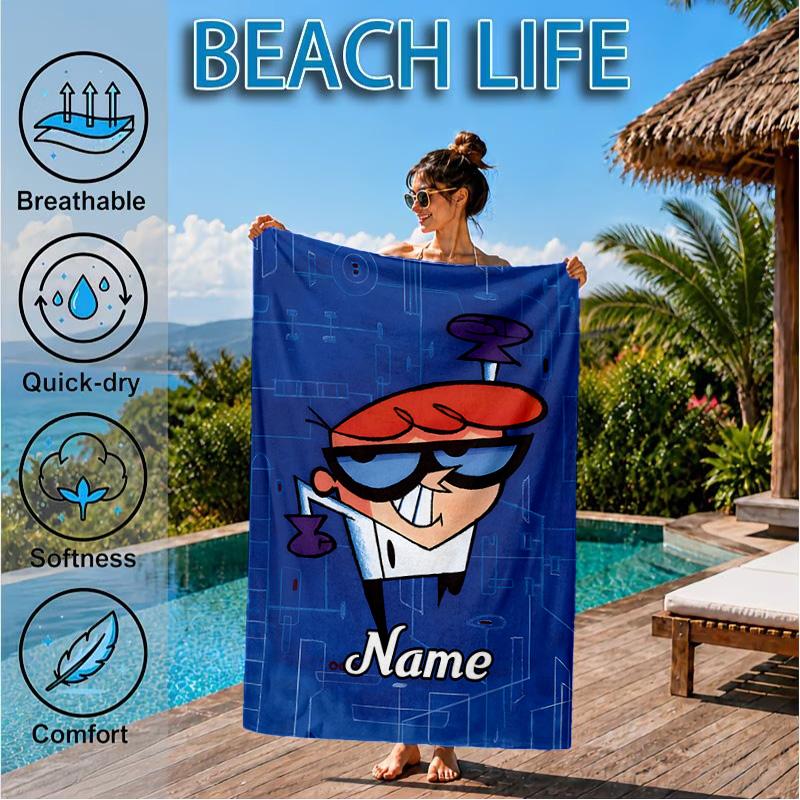 Custom Name Magical Adventure Friends Beach Towel Microfiber Beach Towel, Lightweight and Quick-Dry, for Summer Travel, Swimming Pool Gift