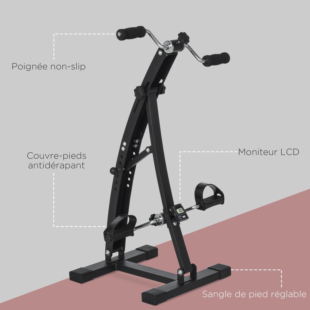 Stationary bike pedal exerciser arm leg rehabilitation 40L x 42.5W x 100H cm adjustable handlebar height black