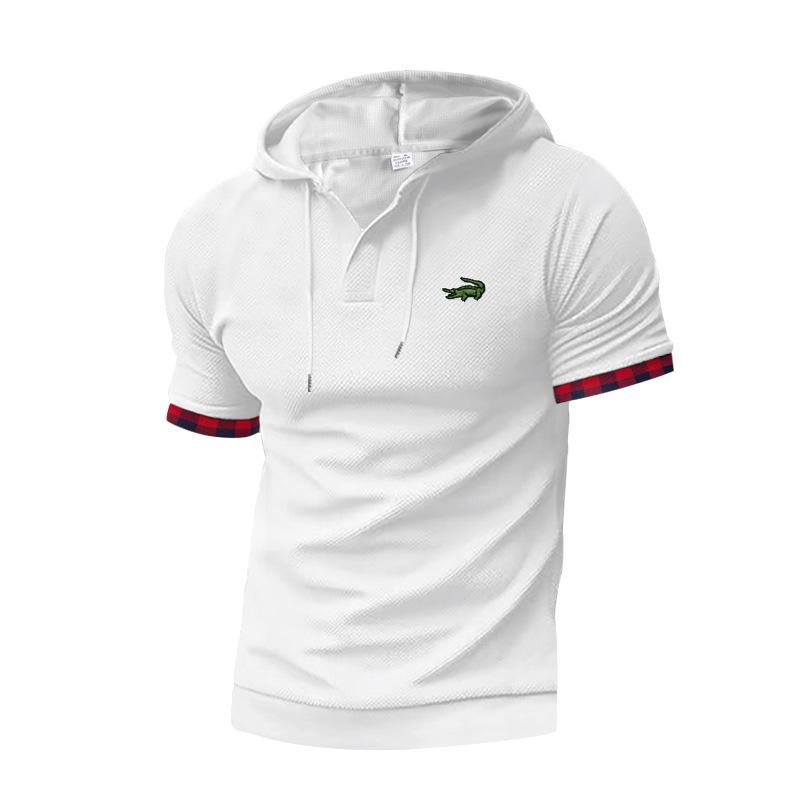 CARTELO Новая летняя повседневная мужская футболка с вышивкой с коротким рукавом, европейский и американский топ, большая вафельная дышащая толстовка с капюшоном