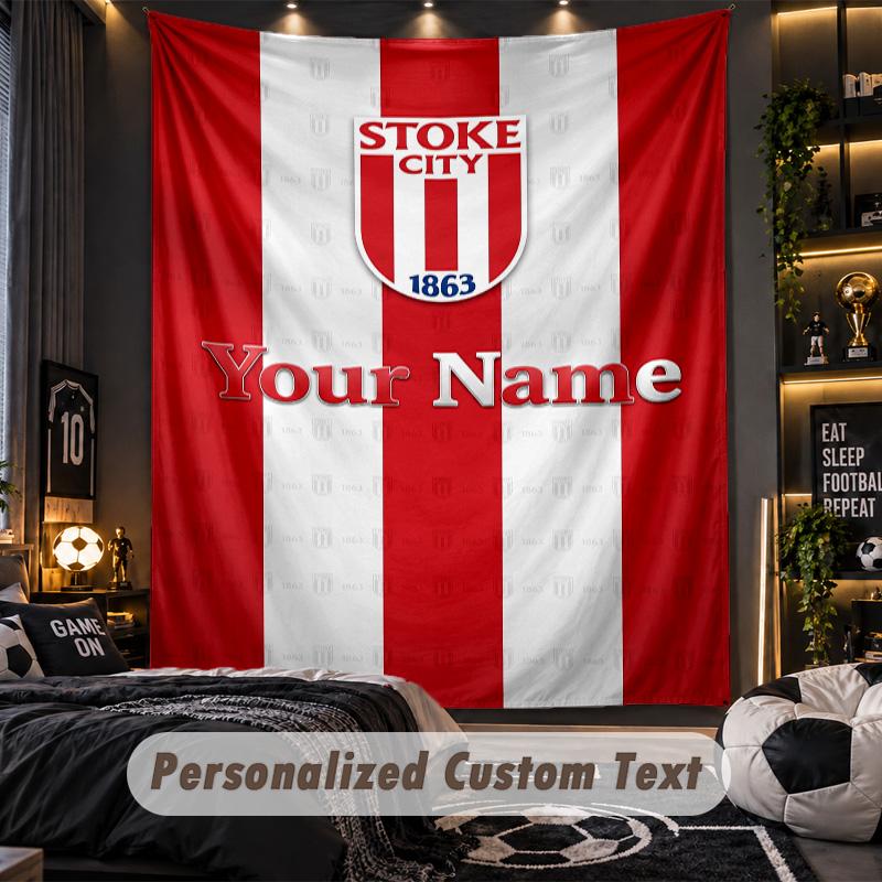 TapestryStoke City FC Custom Name Text Personalized Wall Hanging Tapestry Home Wall Decor