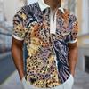 Мужская рубашка поло повседневная на молнии с коротким рукавом модная повседневная на молнии летняя весенняя рубашка стандартного кроя с принтом цветов и тигра 3D