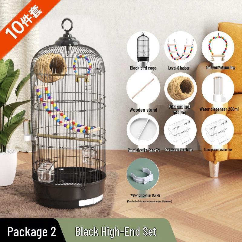 Роскошный круглый металлический набор клеток для попугаев, волнистых попугайчиков, корелл и майны