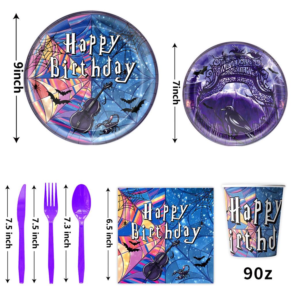 Wednesday Themed Party Supplies Birthday Decorations Wednesday Tableware Party Atmosphere Arrangement Banner Props