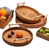Вьетнамская плетеная осенняя корзина для фруктов из лозы - Круглая тарелка для хлеба и орехов для хранения в гостиной/столовой