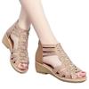 Mid Heel Zip Solid Modern Sandals Bling Wedges Classics 2024 High Quality Ladies Shoes Back Strap Women's Sandals Sandálias