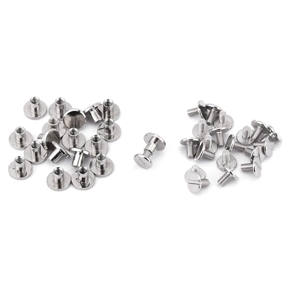 20Pcs/set Brass Threaded Flat Nut Nail Rivets Screws Leather Craft Repair Supplies