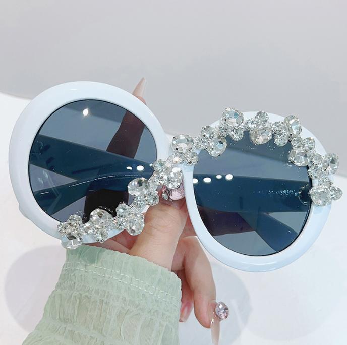 2023 Oversized Round Sunglasses Women Diamond Rhinestone Sunglasses Men Luxury Brand Designer Glasses Eyeglasses Eyewear Vintage