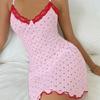 Casual Home Sexy Heart Print Sweet Suspender Nightdress For Women