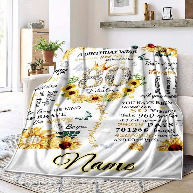 80Th Birthday Customize Your Name Blanket Warm Comfortable And Soft Blankets Are Suitable For Home Chairs Office Sofas Sofas Office Camping And Gifts