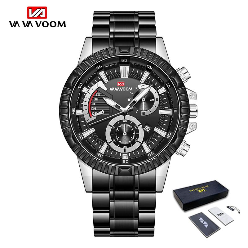 VAVA VOOM Лучший бренд класса люкс Мужские кварцевые часы Дата Календарь Деловые наручные часы Мужские военные повседневные светящиеся спортивные часы Мужские Relogio Masculino
