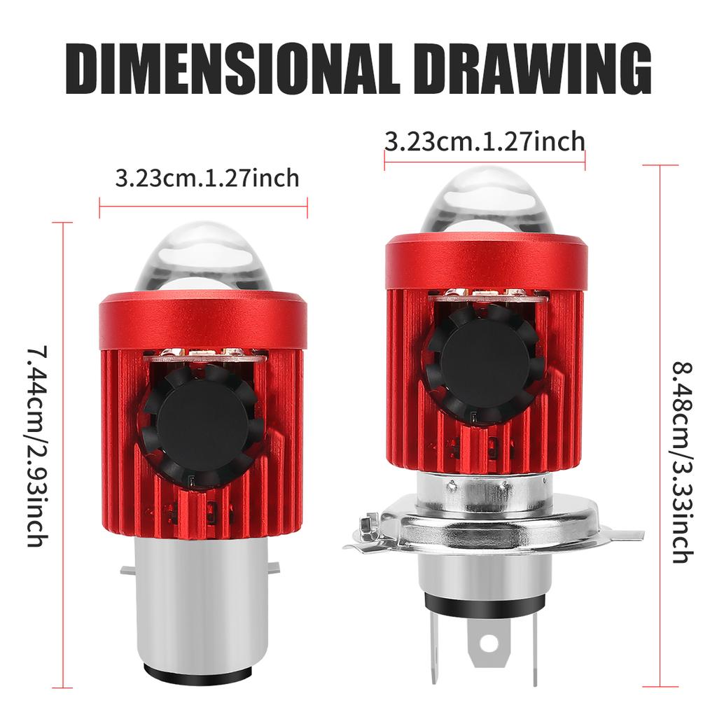 1Pc H4 LED Dual Color Motorcycle Headlight Bulbs BA20D with Fan Hi/Lo Beam 12V Fog Lamp Scooter Yellow White Motor Accessories