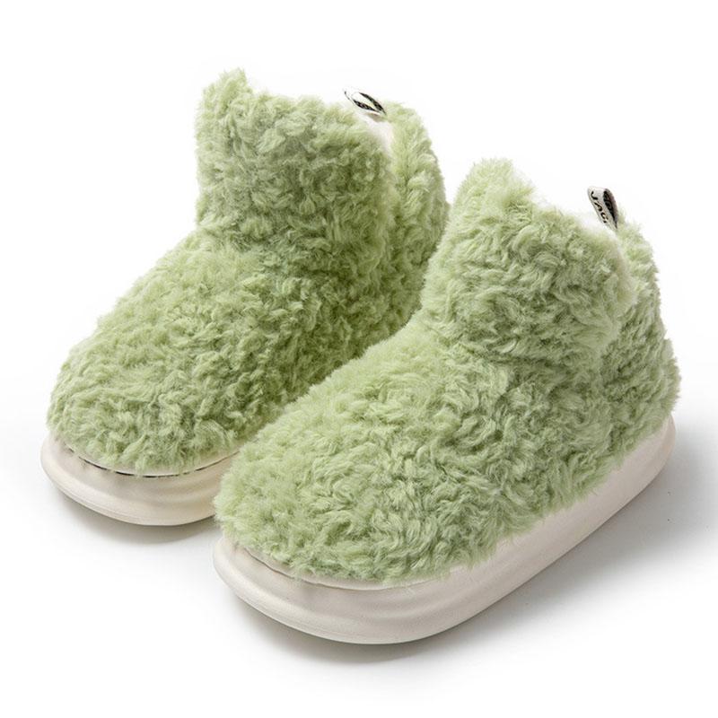 Зимние хлопковые тапочки из овечьей шерсти, новые пушистые плюшевые тапочки, обувь на меховой плоской подошве, уличные женские хлопковые сапоги, теплые домашние флисовые сапоги на толстой подошве