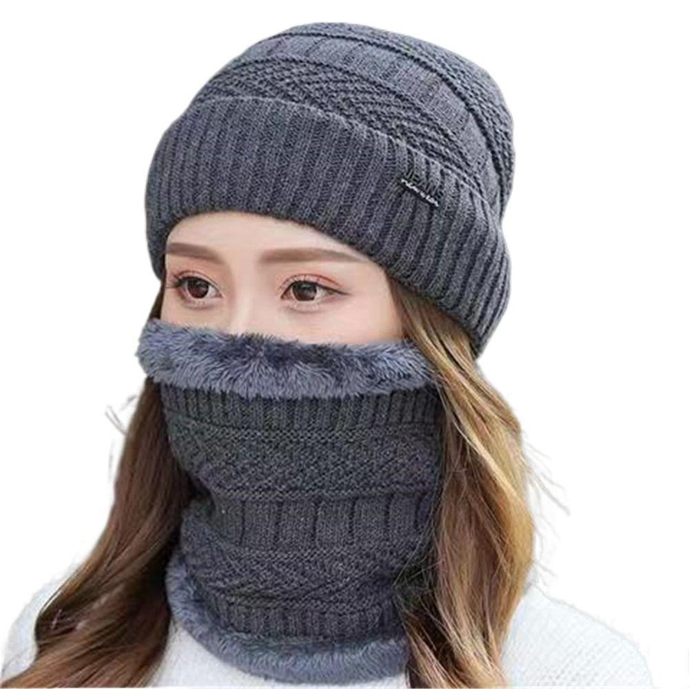 Warm Thermal Soft Neck Scarf Cap Beanie Hat Scarf Knitted Hat Balaclava