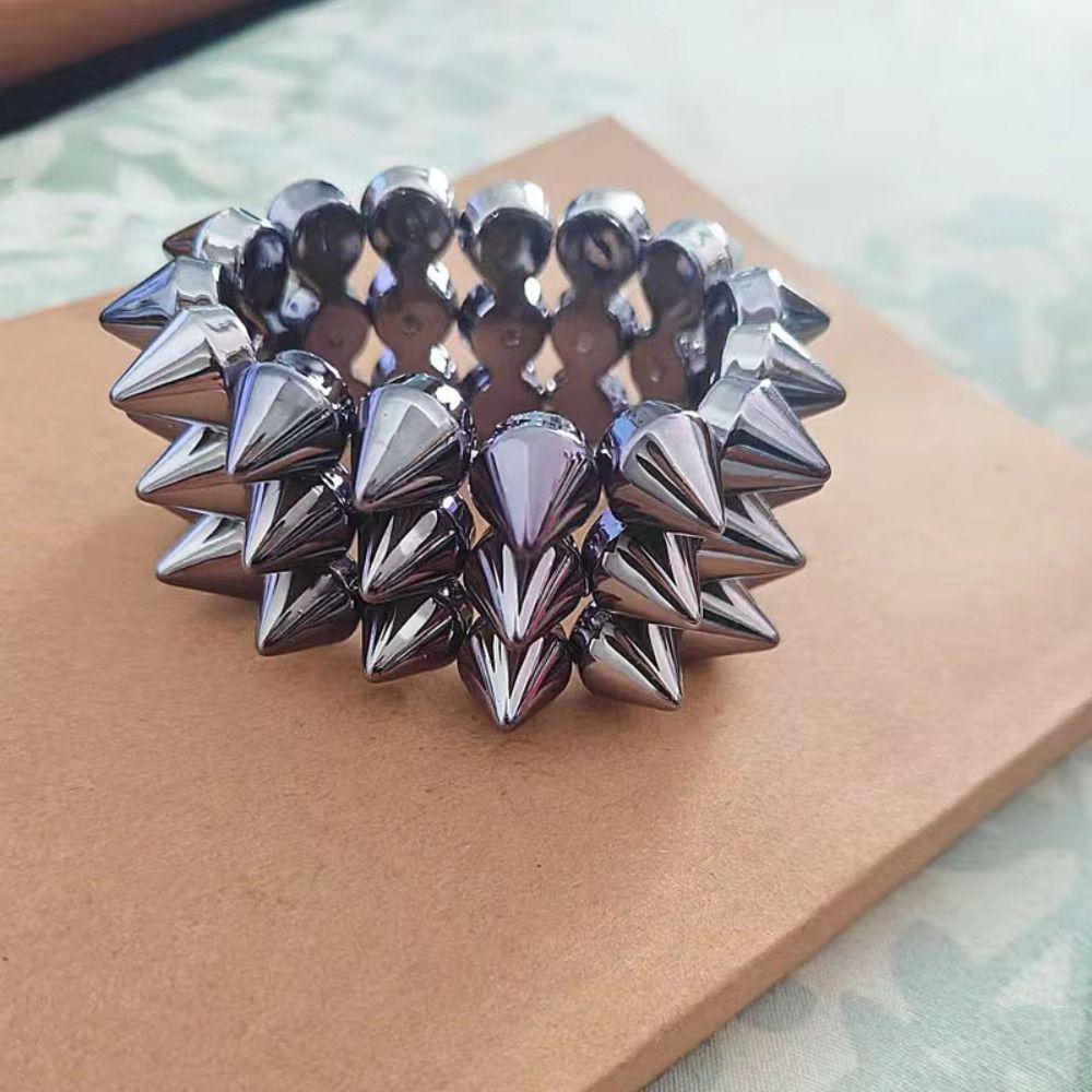 Three-row Punk Style Bracelets Y2K Jewelry Goth Rock Bangle Cool Rivet Cone Bracelets Hip-hop