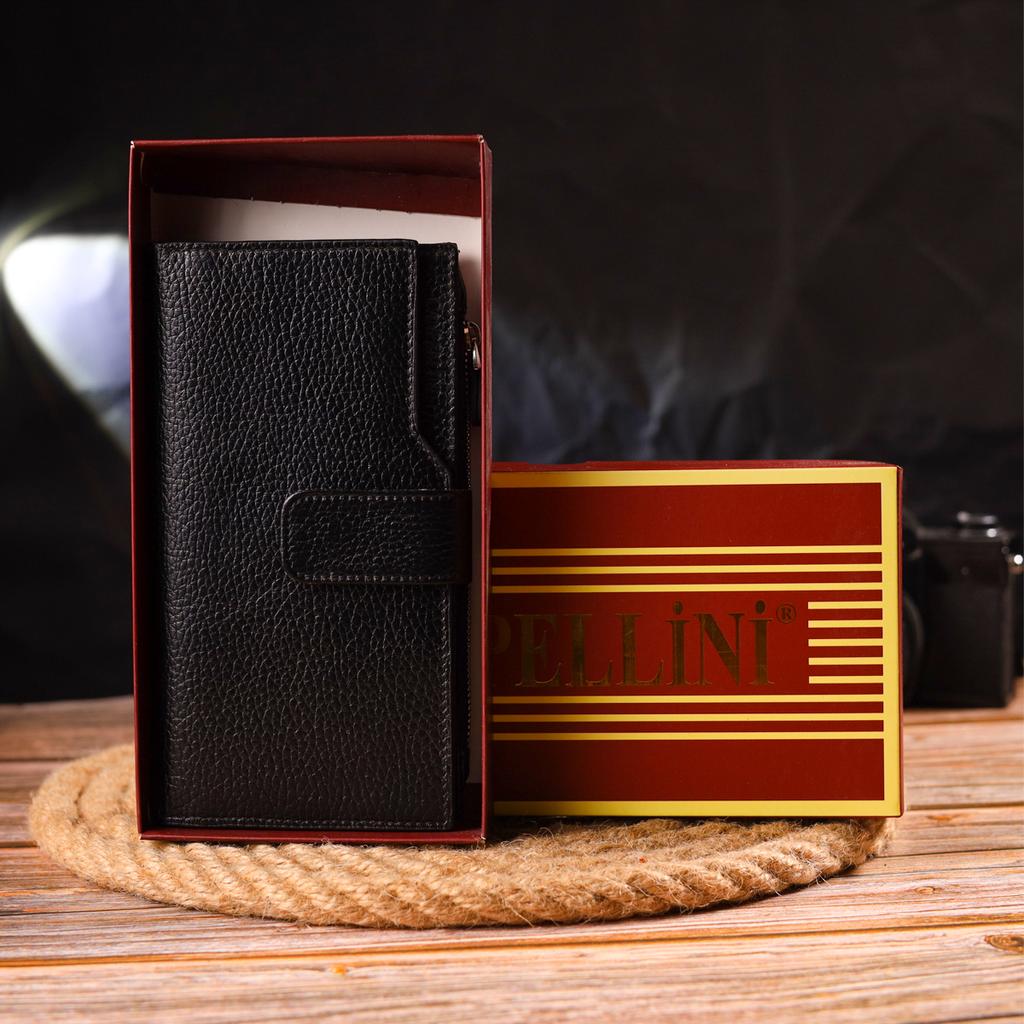 Женский вертикальный кошелек из натуральной кожи CANPELLINI Wallet 21641 Черный