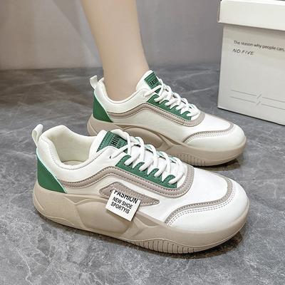 Весенние женские вулканизированные туфли, спортивные лоферы, удобные кроссовки для ходьбы, женские туфли на толстой подошве на шнуровке, гладкие повседневные туфли