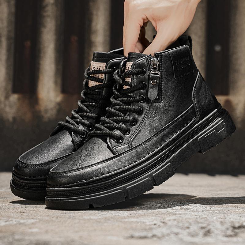 Новые модные осенние и зимние мужские высокие ботинки martin для студентов, трендовые рабочие туфли на мягкой подошве для мальчиков, кроссовки Martin с защитой труда