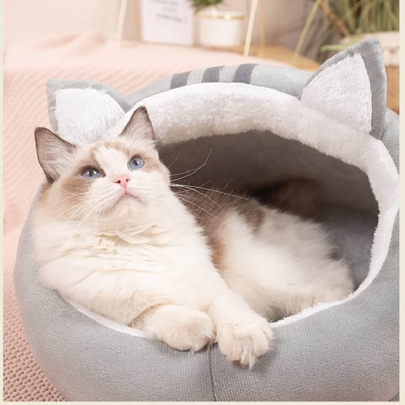 Оптовые тапочки с ушками кошки, гнездо, универсальные для четырех сезонов, полузакрытый домик для кошки, товары для домашних кошек, зимнее теплое гнездо для кошки
