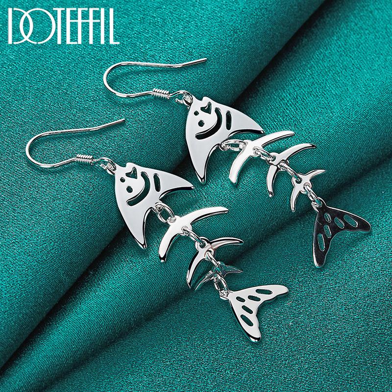 Серьги из рыбьей кости Серебряная бижутерия