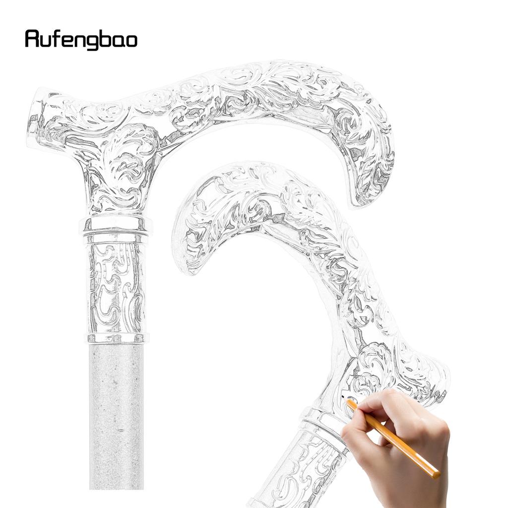 White Flower Pattern Walking Cane Fashion Decorative Walking Stick Gentleman Elegant Cosplay Cane Knob Crosier 93cm