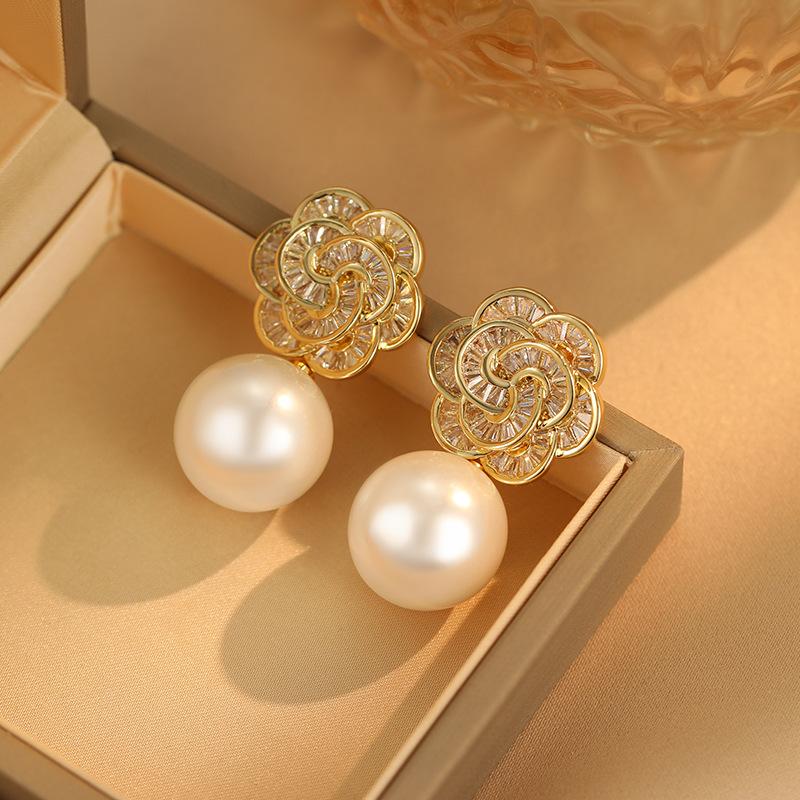 Простые атмосферные серьги-пусеты с жемчугом, круглые, персонализированные, большие, как у знаменитостей, атмосферные, с крупным жемчугом, интернет-знаменитость