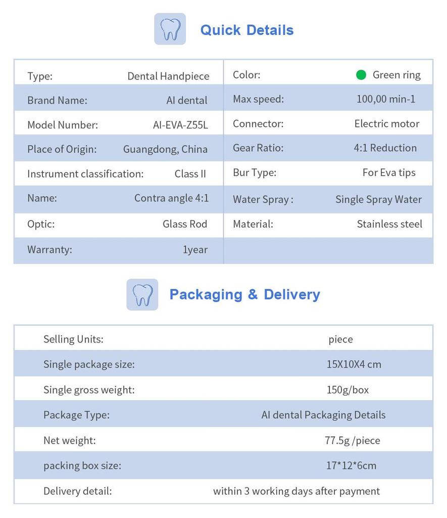 Стоматологический угловой наконечник AI-EVA-Z55L 4:1 полотно сабельной пилы, внутренний распылитель воды с оптоволоконным ортодонтическим наконечником