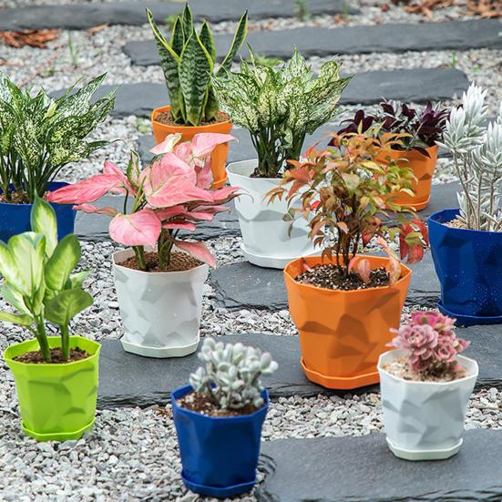 Flowerpot Durable Stable Decorative Breathable Succulents Nursery Garden Planter with Tray for Home