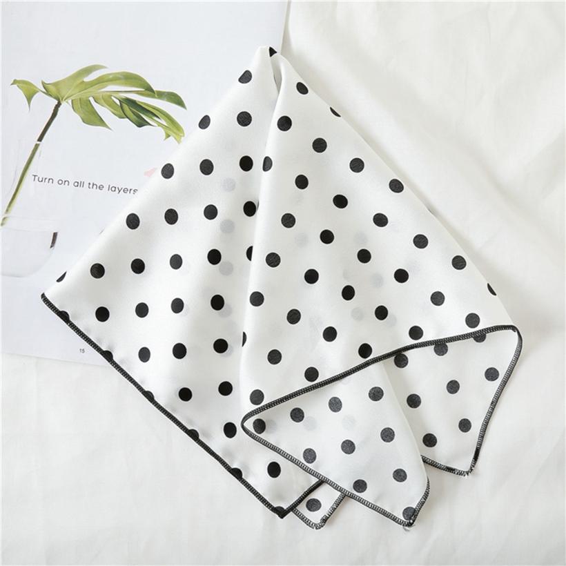 Women Satin Head Neck Scarves Handkerchief Multipurpose Polka Dot Printed Soft Hair Band