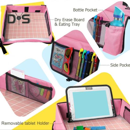 Детский дорожный поднос для автокресла, самолета, складной поднос для коленей малыша с держателем для бутылки с водой, сетчатая сумка для путешествий и мероприятий, поездок на автомобиле