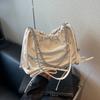 Trendy Fashion Large-Capacity Chain Tote Bag Autumn And Winter Simple Pleated Bow Shoulder Messenger Bag