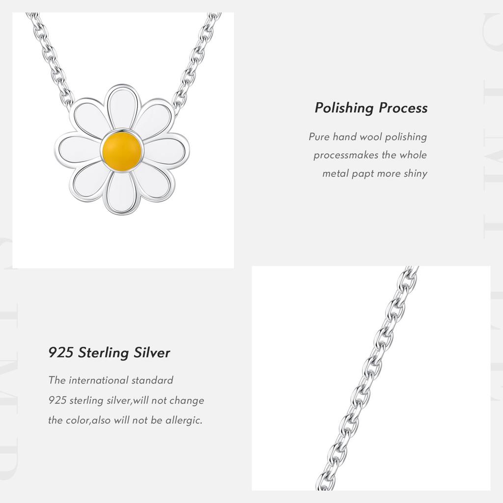 MODIAN Стерлингового серебра 925 пробы, белая эмаль, подвеска в виде цветка, ожерелье, очаровательная цепочка на шею с ромашкой для женщин, гипоаллергенные ювелирные изделия