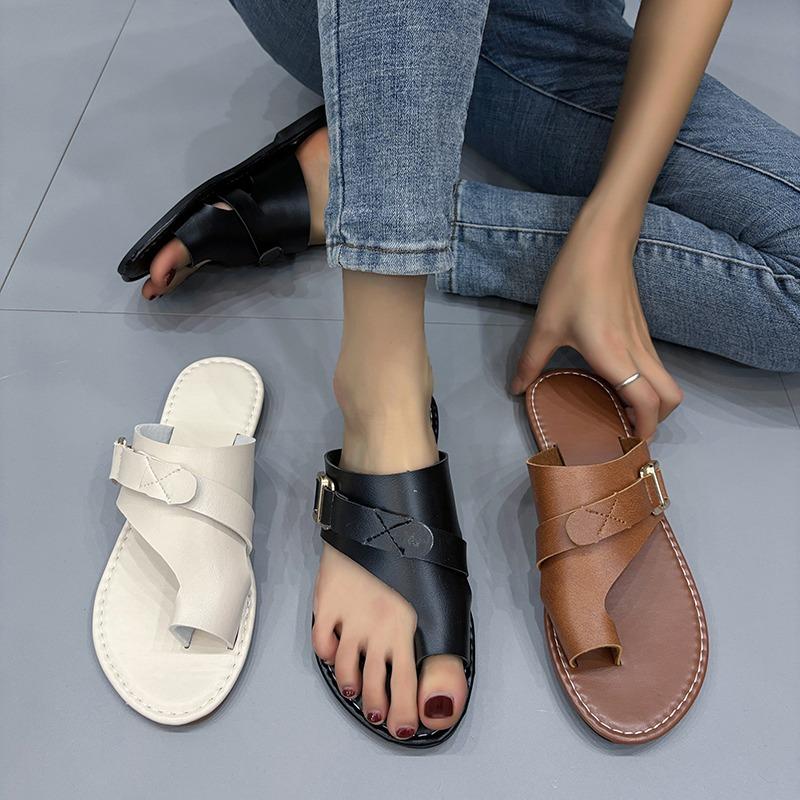 Мода Женские минималистичные сандалии-стринги 2024 Новая мода Плоские сандалии Летняя уличная пляжная обувь для отдыха