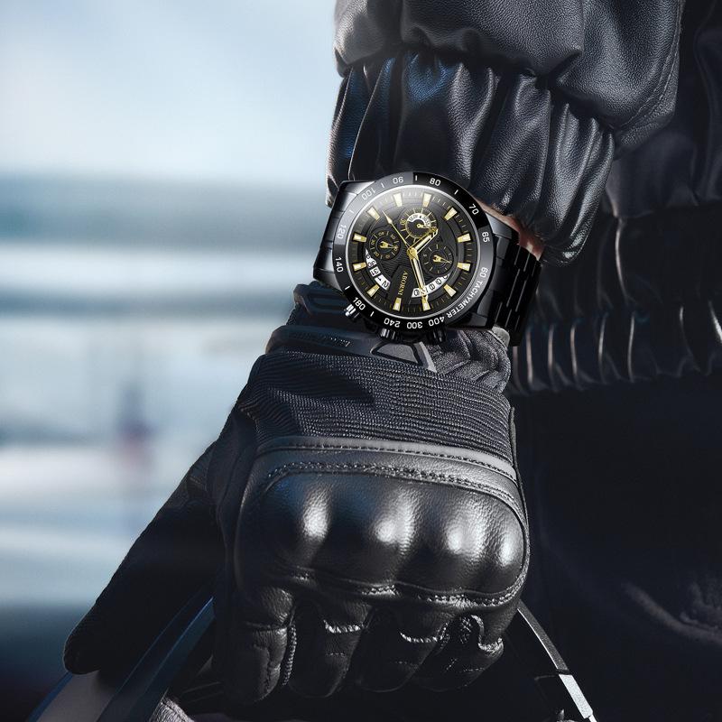 ABORNI WATCH Мужские деловые светящиеся в темноте водонепроницаемые стальные мужские часы с хронографом Кварцевые часы