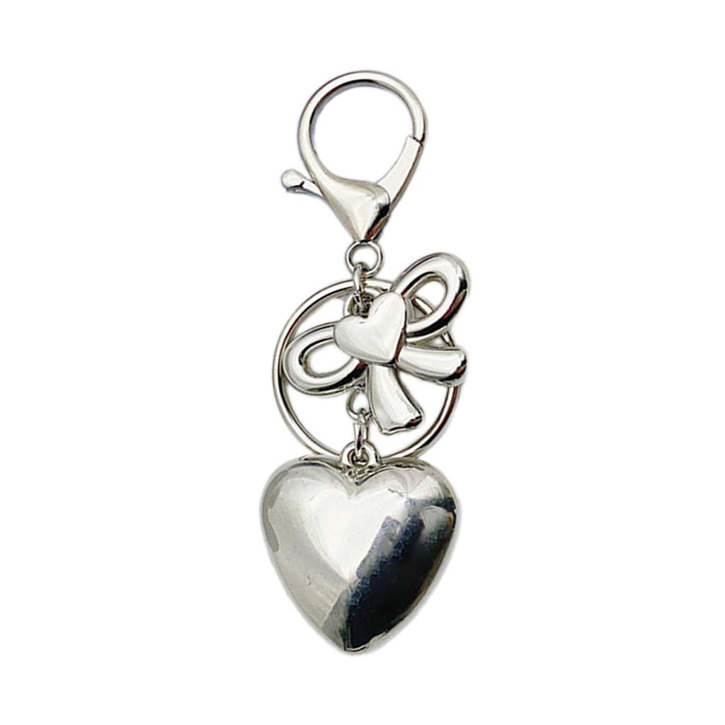 Personalized Heart Shaped Pendant Beautiful Heart Keychain Charm Elegant Bowknot Keyrings for Fashion Enthusiasts