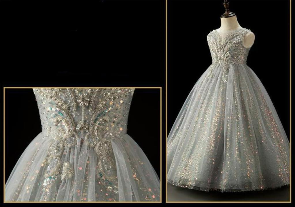 HOLRAFAN Формальное платье без рукавов с блестящей вышивкой в виде бабочек и цветов Идеально для принцессы для сцены и элегантных мероприятий Размеры Детский дизайн, Для девочек