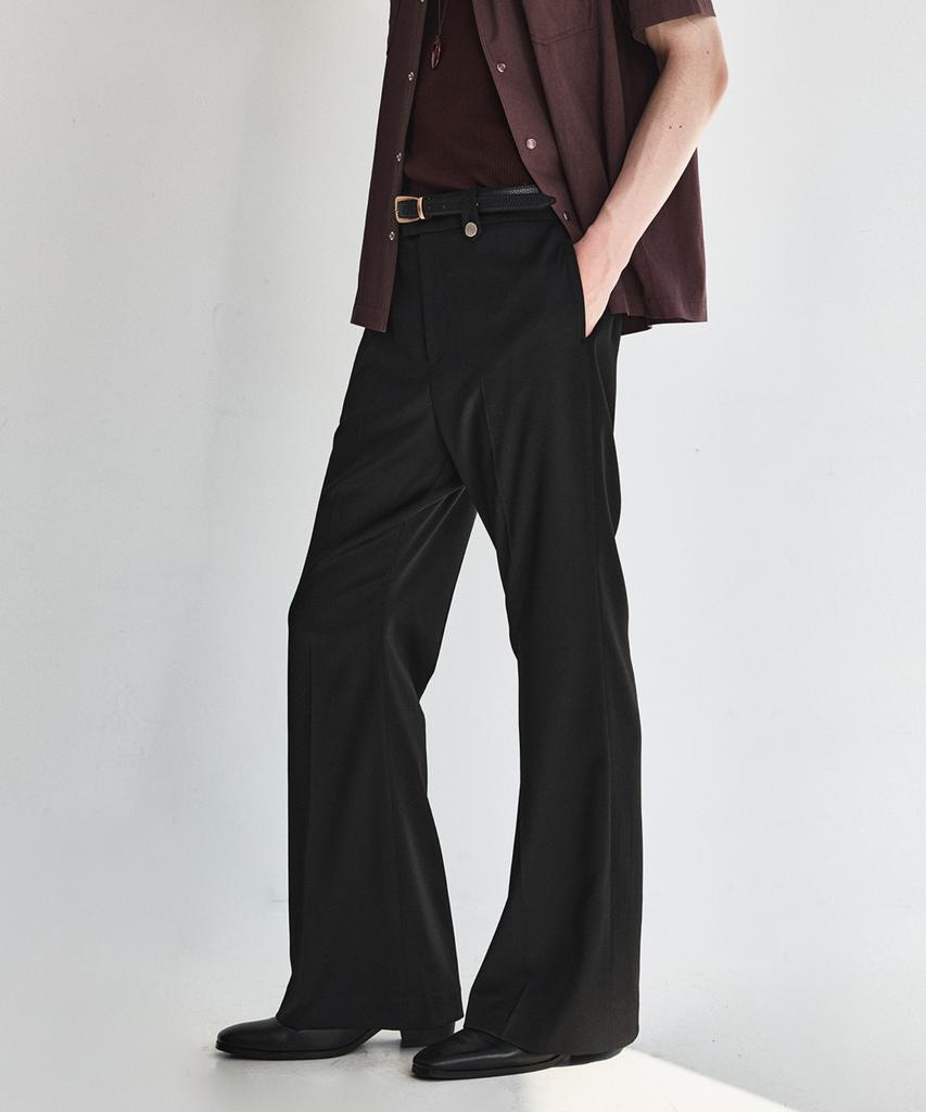 KINETO Luster Relax Wool Flare Pants_Black