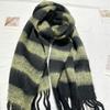 New Style Mohair Striped Colorful Scarf for Women In Winter Korean Style Thickened and Warm with Plush Scarf for Men