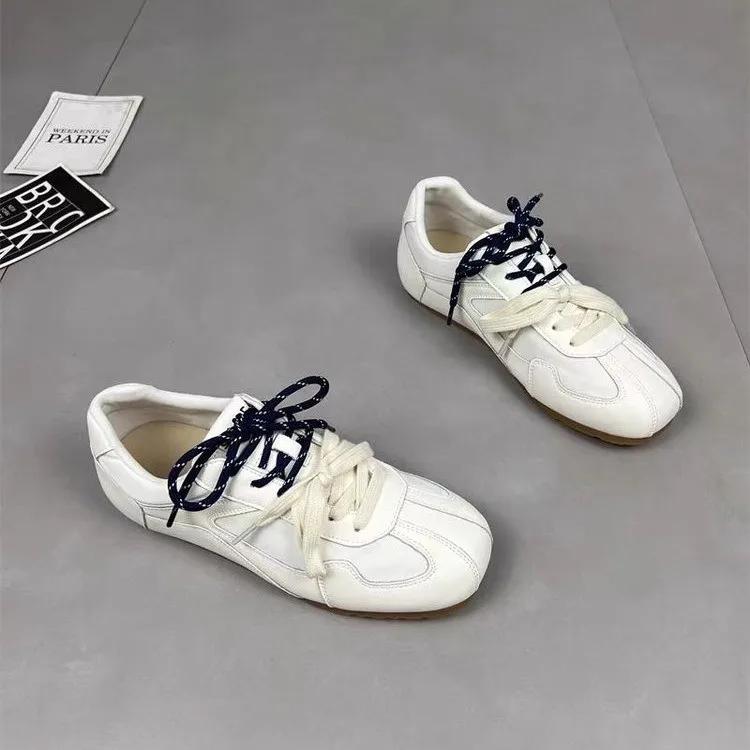 Модные женские кроссовки на тонкой подошве, дизайнерская обувь, новые, винно-красные, в стиле ретро, из коровьей кожи с комбинированным дизайном, обувь для ходьбы, коррекция осанки, 40