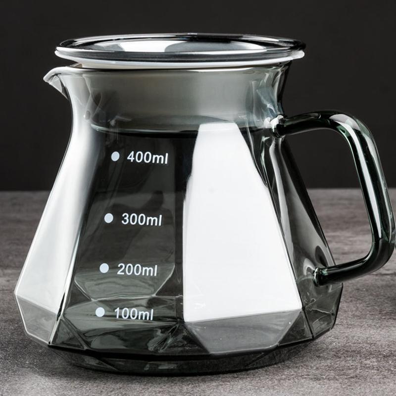 Кофейный сервер Leeseph Clear Glass Range для разлива кофе и чая - 600 мл(20oz) Жаропрочный кофейник с толстым стеклянным корпусом (черный)