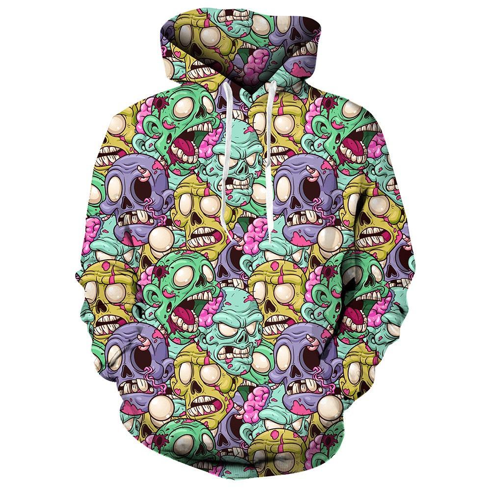 Мужская толстовка с капюшоном с 3D-цифровой печатью, забавная толстовка с принтом ужасов на Хэллоуин