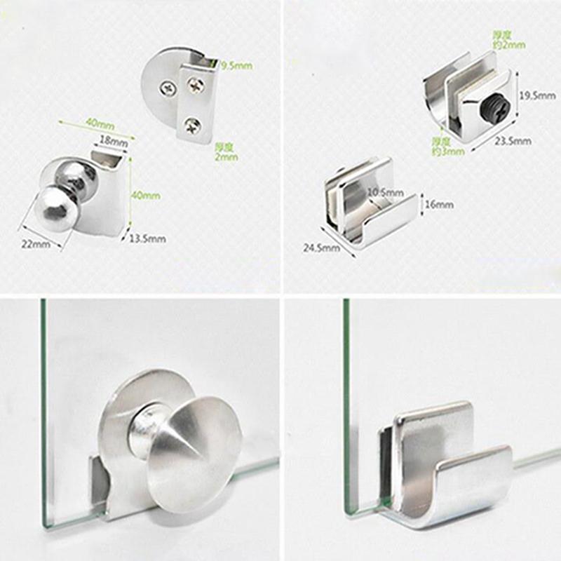 No Perforation Stainless Steel Glass Door Handle / Clamp / Clip for Office Glass Door